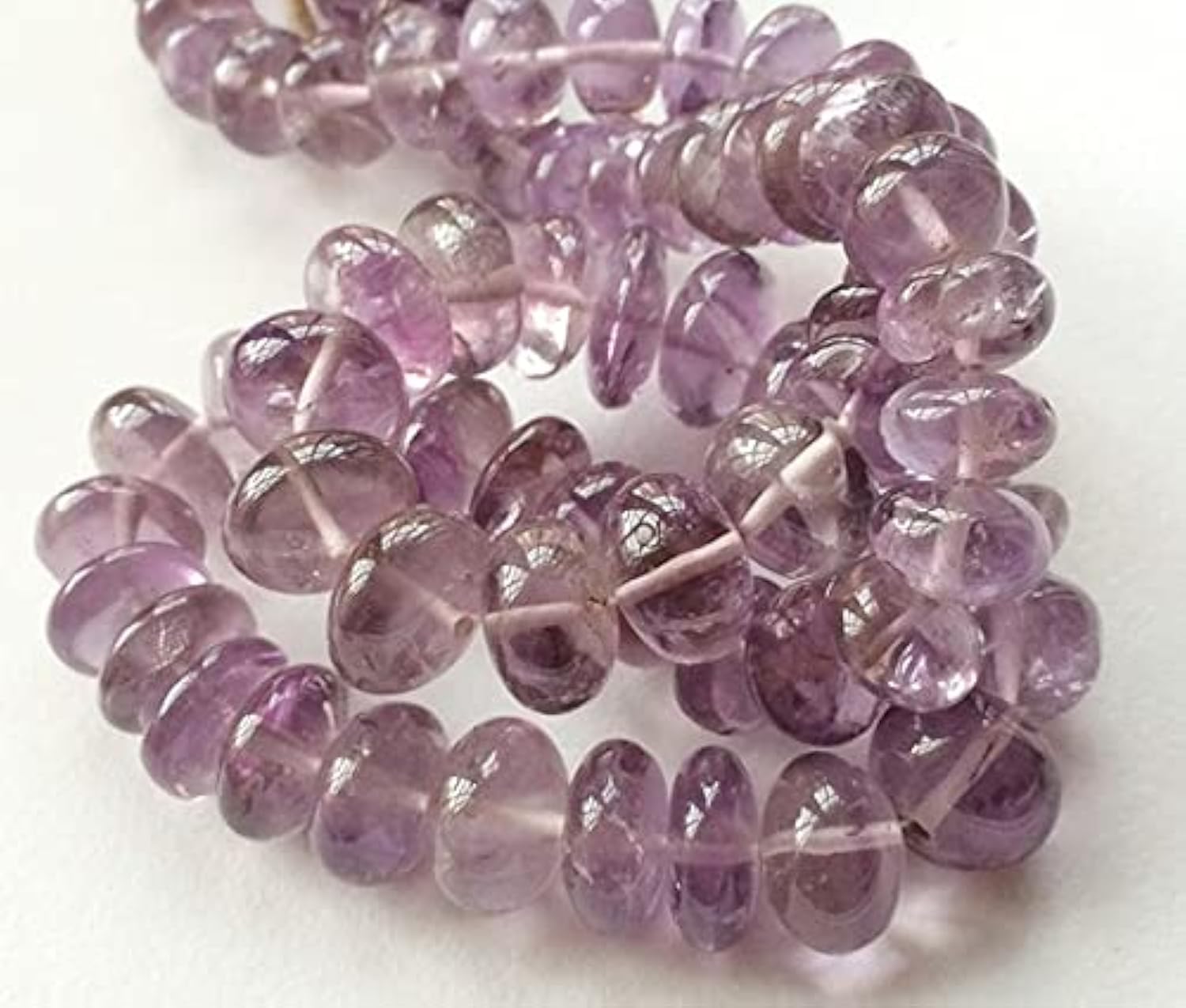 Améthyste naturelle en perles rondelles haut de gamme pour création de collier unique