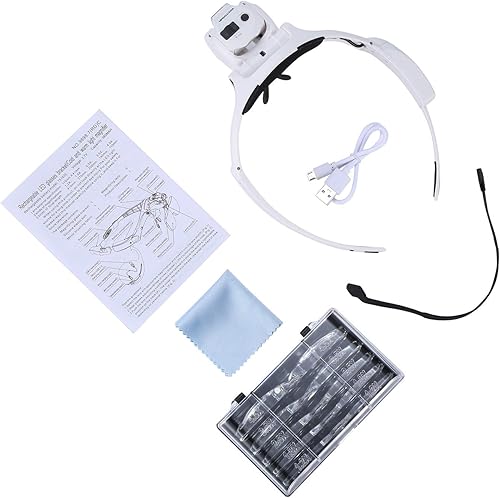 Miniatura 17 de YOCTOSUN Lupa de diadema LED, visera de aumento iluminada recargable, zoom de 1X a 14X, lupa montada en la cabeza manos libres con luces