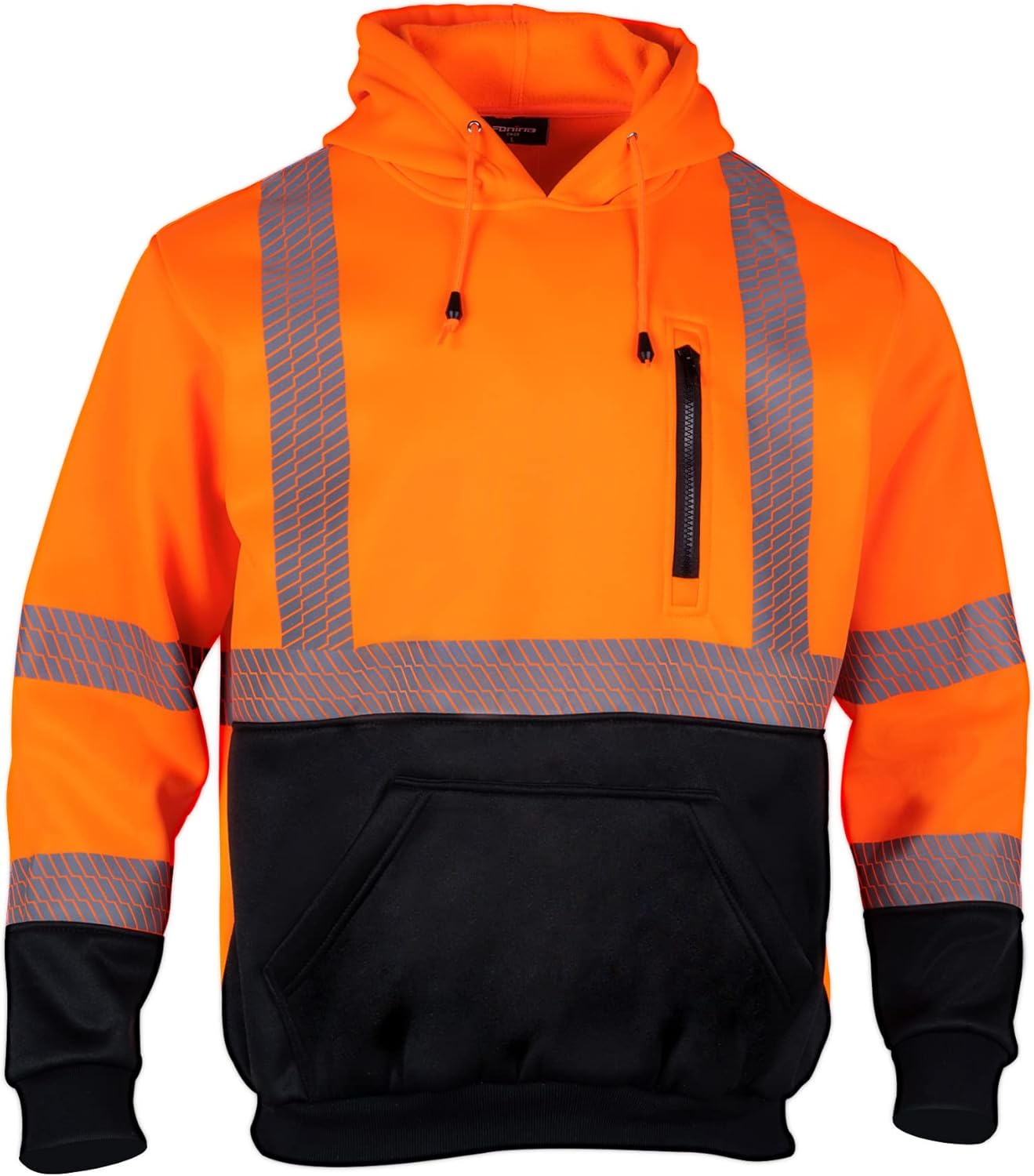 VENDACE High Visibility Reflective Safety Fleece Sweatshirt Hoodies for Men ANSI Class 3 Hi Vis Pullover Hoodie Jacket (Orange,L) - Image 2