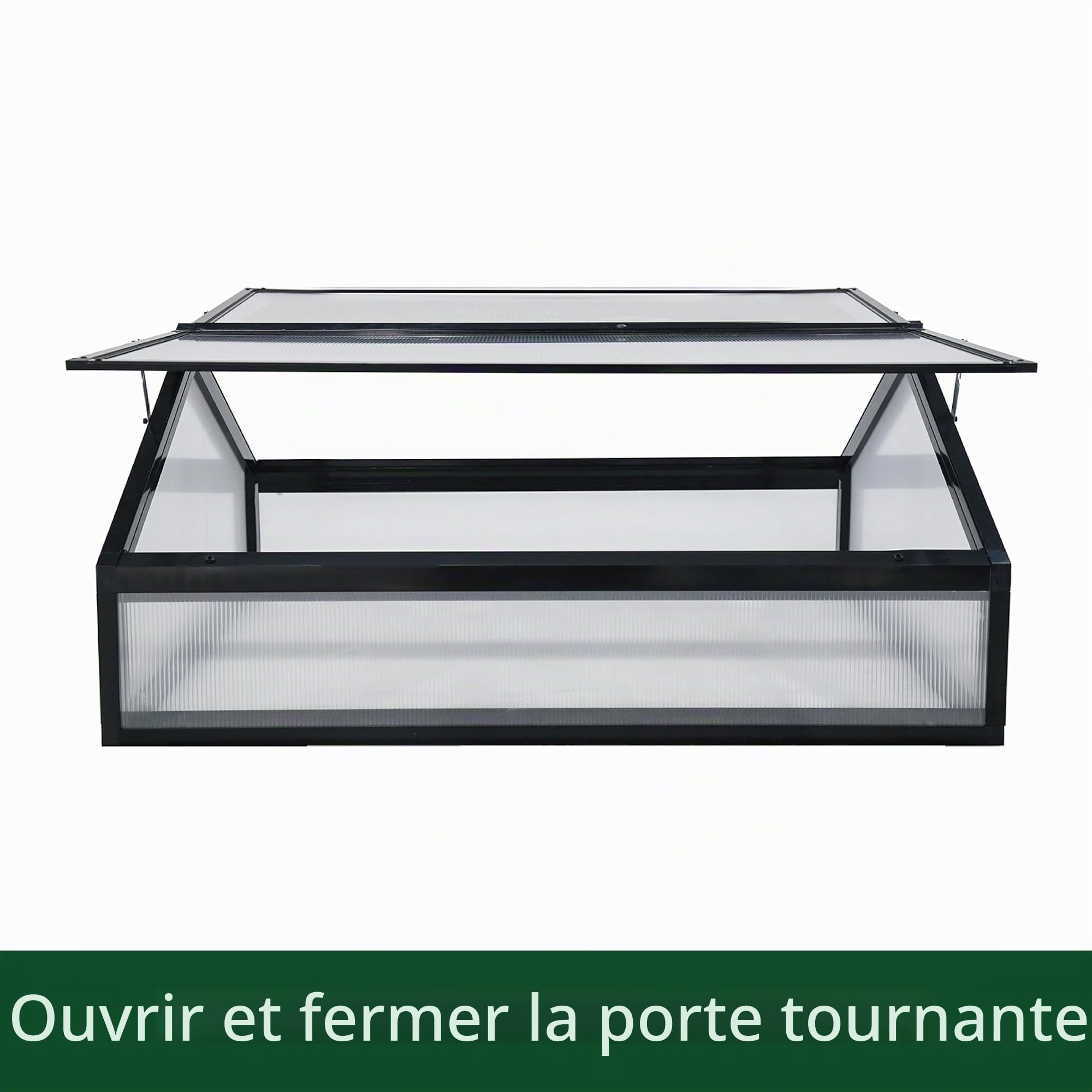 Mini serre en aluminium - Translucide - Pour tomates et plantes - 117 x 97 x 53 cm - Noir