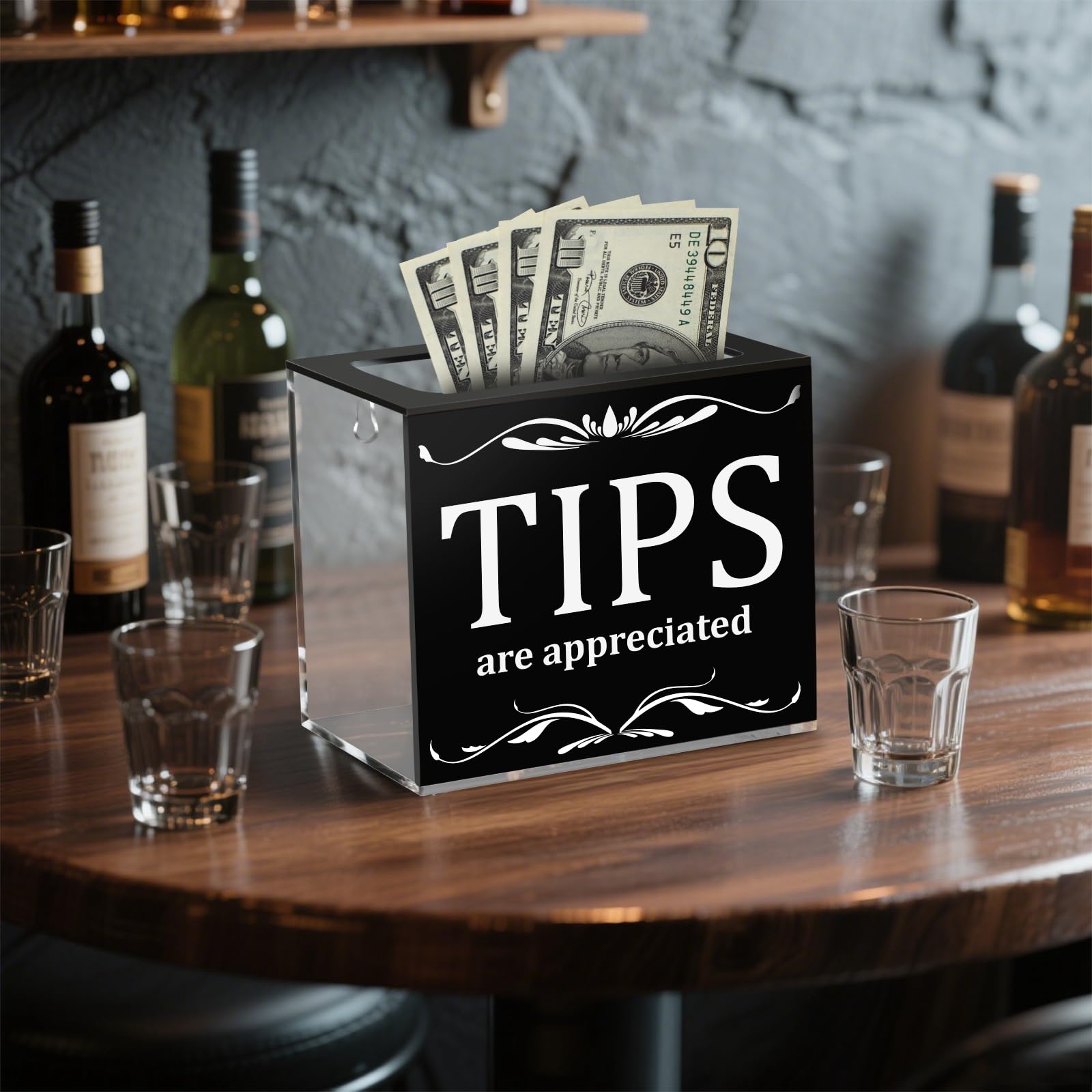 Prounion Tip Jars for Money Acrylic Tip Box Bucket 6 x 4 x 5 Inch Money Coin Storage Container Acrylic Donation Collection Suggestion Raffle Cash Box Jar for Restaurants Musicians Bartender - Image 4