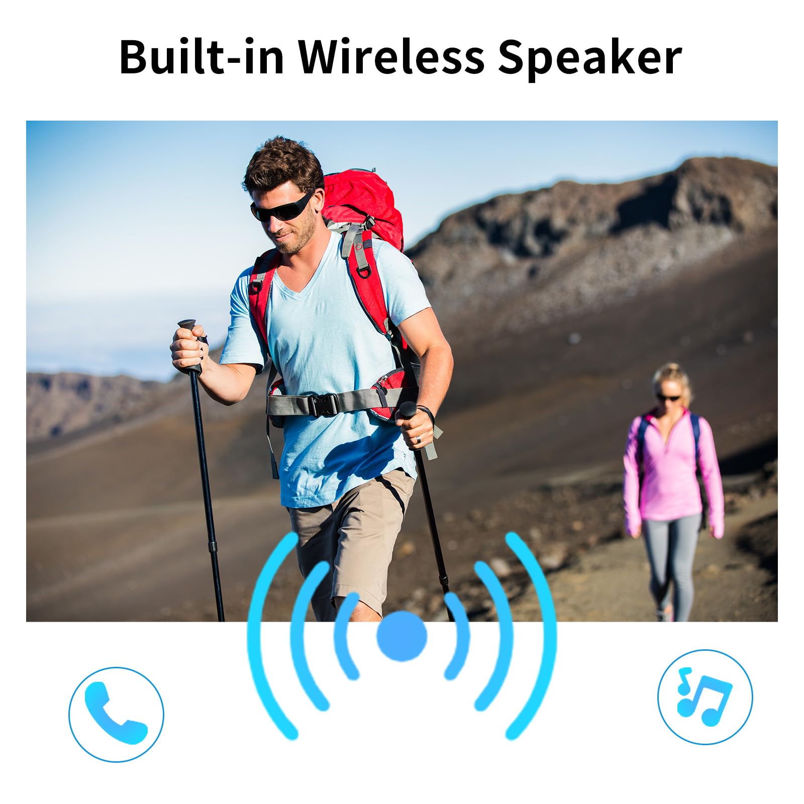REEDTOCK HD1080P Smart Occhiali con altoparlante musicale Bluetooth senza fili, orecchio aperto, occhiali sportivi intelligenti (con scheda da 32 GB)