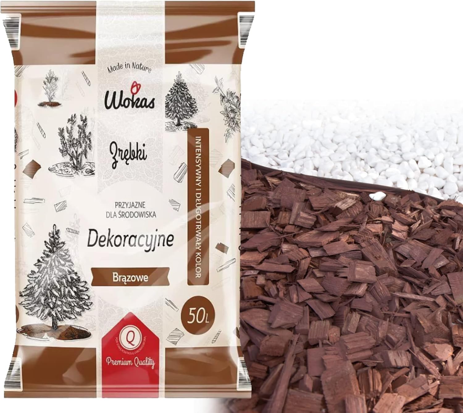 TRANS - PAL Mulch for Garden Wooden Bark Decorative Chip Coloured BROWN 50L Garden Chippings Flower Bark Wedding Landscape