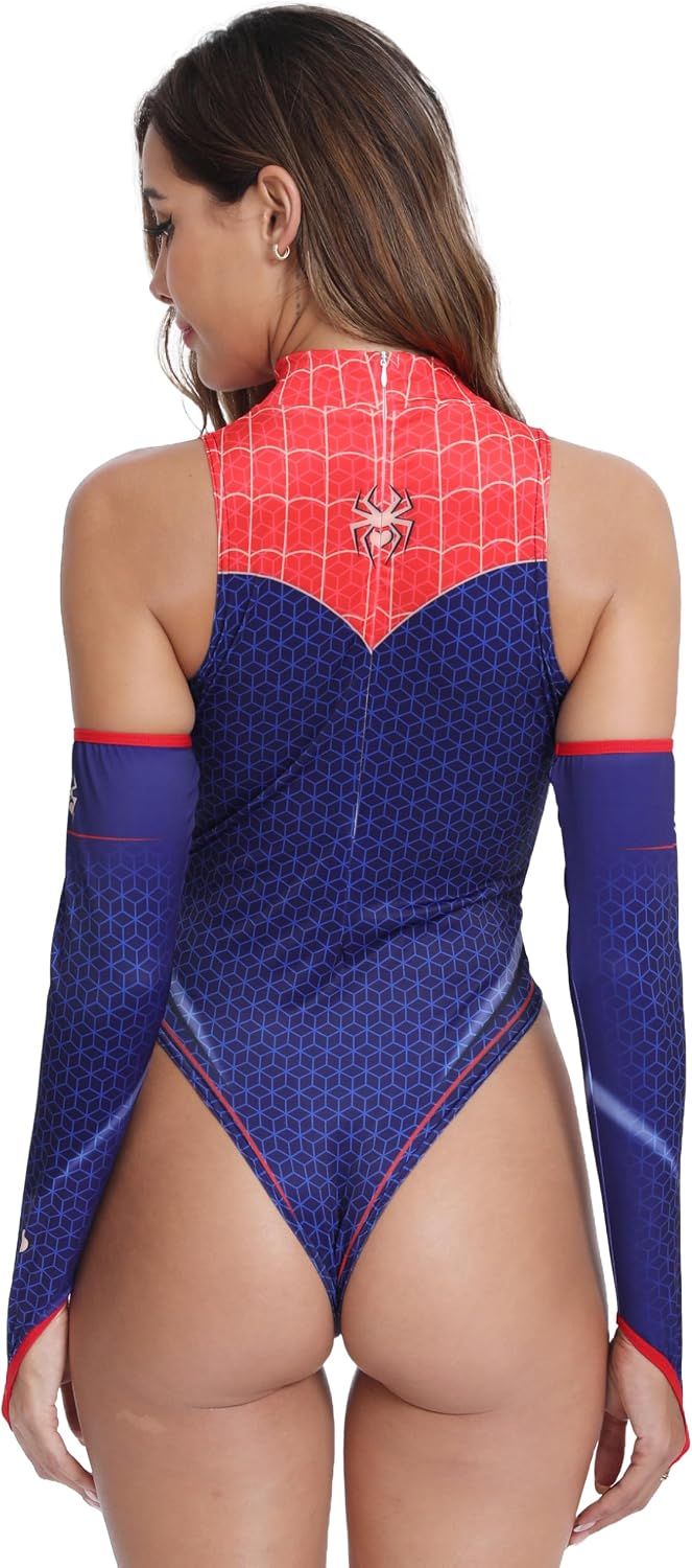 Superhero Costume Woman One-Piece Pretty Heart Cutout Cosplay Lingerie Leotard Bodysuit