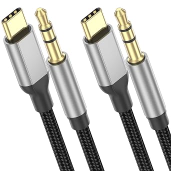 USB C to Aux Cable 3.3ft, 2Pack Type C to 3.5mm Audio Cable Braided USBC AUX Cord for iPhone 16 15 Pro, Samsung Galaxy S24, Pixel 5 XL, iPad Pro, Headphone, Speakers, Auxiliary to USB C Cable for Car
