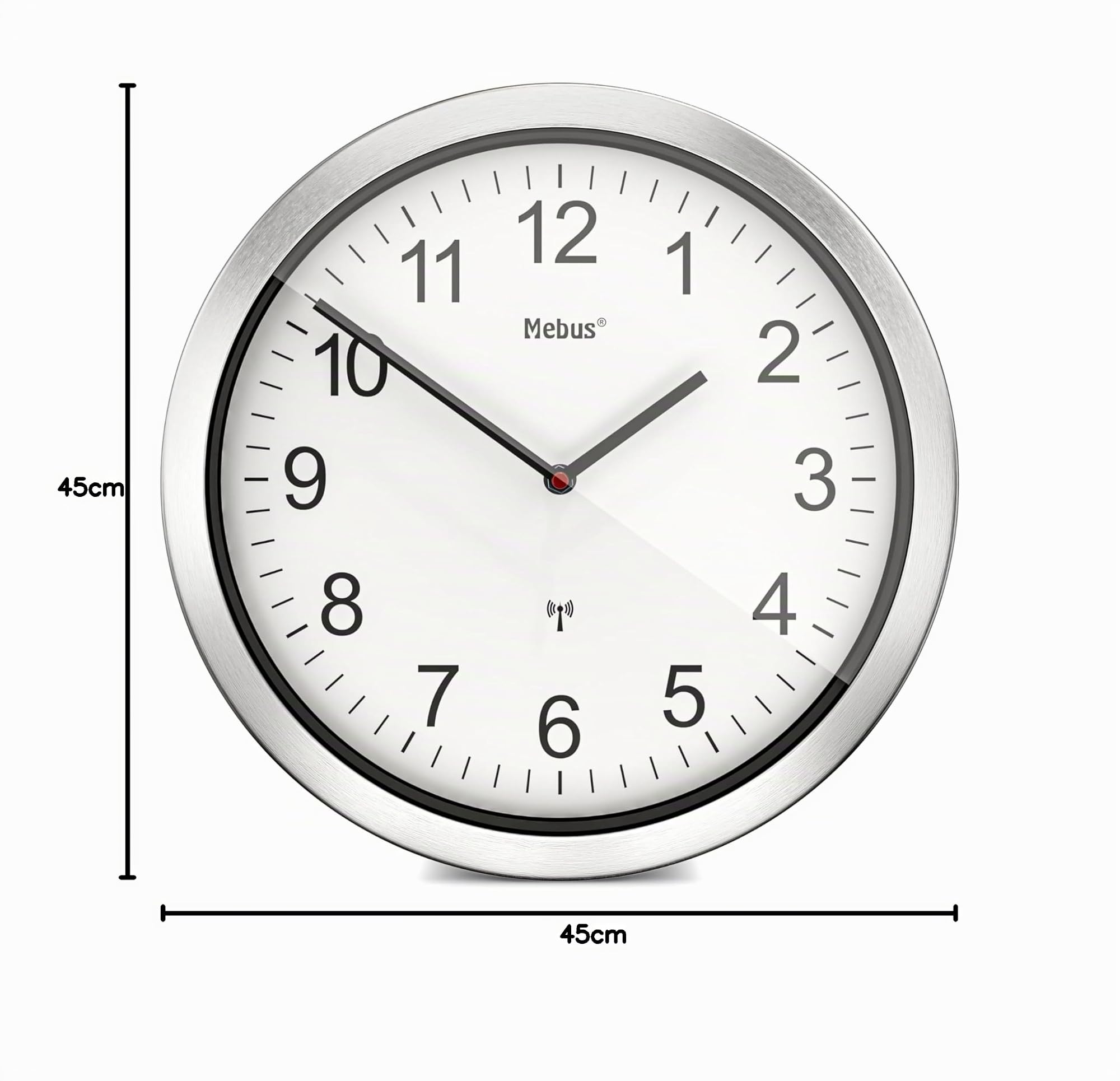 Mebus Analoge Funk-Wanduhr 45 cm XXL | Leicht lesbar & lautlos in Weiß