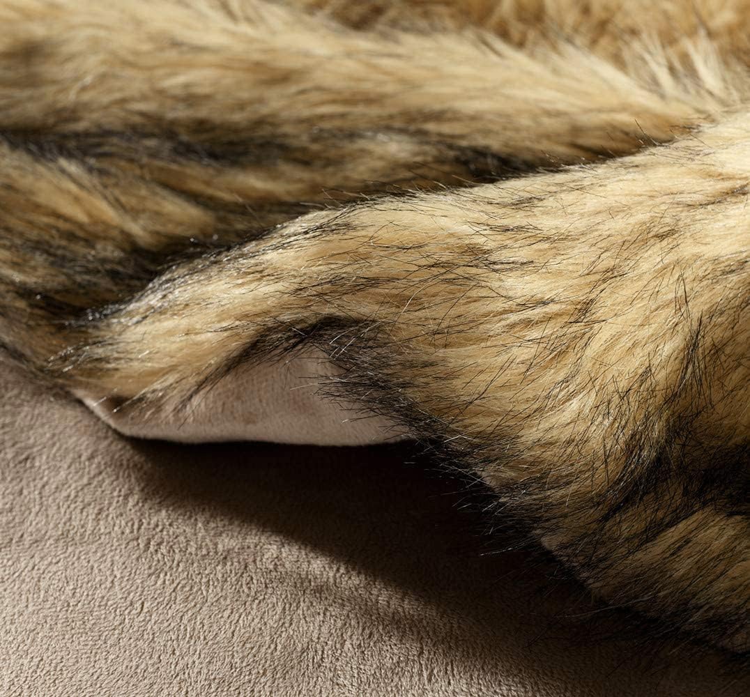 Luxury Plush Faux Fur Throw Blanket, Long Pile Golden Yellow with Black Tipped Blanket, Super Warm, Fuzzy, Elegant, Fluffy Decoration Blanket Scarf for Sofa, Armchair, Couch and Bed, 50''x 60'' - Image 3