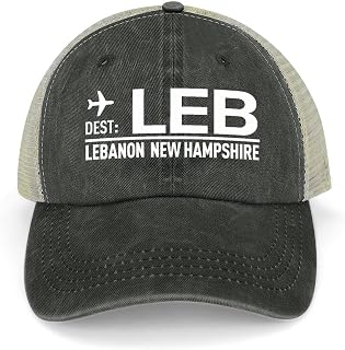 Baseball Hats for Women Lebanon New Hampshire Mesh Baseball Hat for Womens State City Airport Hat