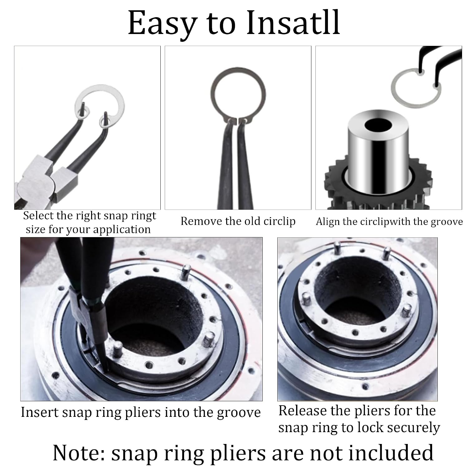 pson 10Pcs 55mm Internal Retaining Ring Circlip, 304 Stainless Steel Snap Rings C-Clips for Grooved Shafts, Studs, Bearings