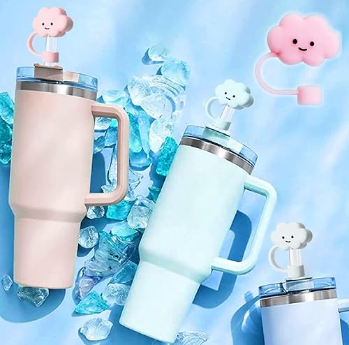 Miniatura 3 de Cubierta de popote de 0.394 pulgadas, 3 fundas de popote en forma de nube para vaso Stanley Cup de 40 oz y 30 onzas, tapas de paja a prueba de
