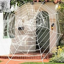 Halloween Spider Web Decorations,Giant Round Shape Triangle Spider Web White Spiderweb Halloween Spider Web Cob for Halloween Decorations Indoor and Outdoor (3.3M)