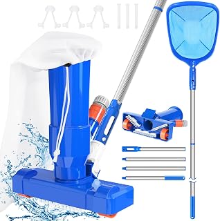 S-Union Portable Pool Vacuum & Skimmer Net for above ground,2023 Upgrade Handheld Swimming Pool Jet Cleaner, Pool Vacuum Cleaner with 4 Section Poles of 68", Ideal for Pools,Ponds,Fountain