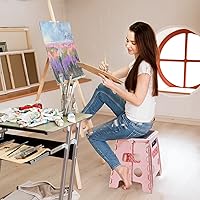 Vista 7 de Flottian Taburete plegable de 13 pulgadas para adultos y niños con capacidad para hasta 300 libras, taburetes plegables antideslizantes con asa