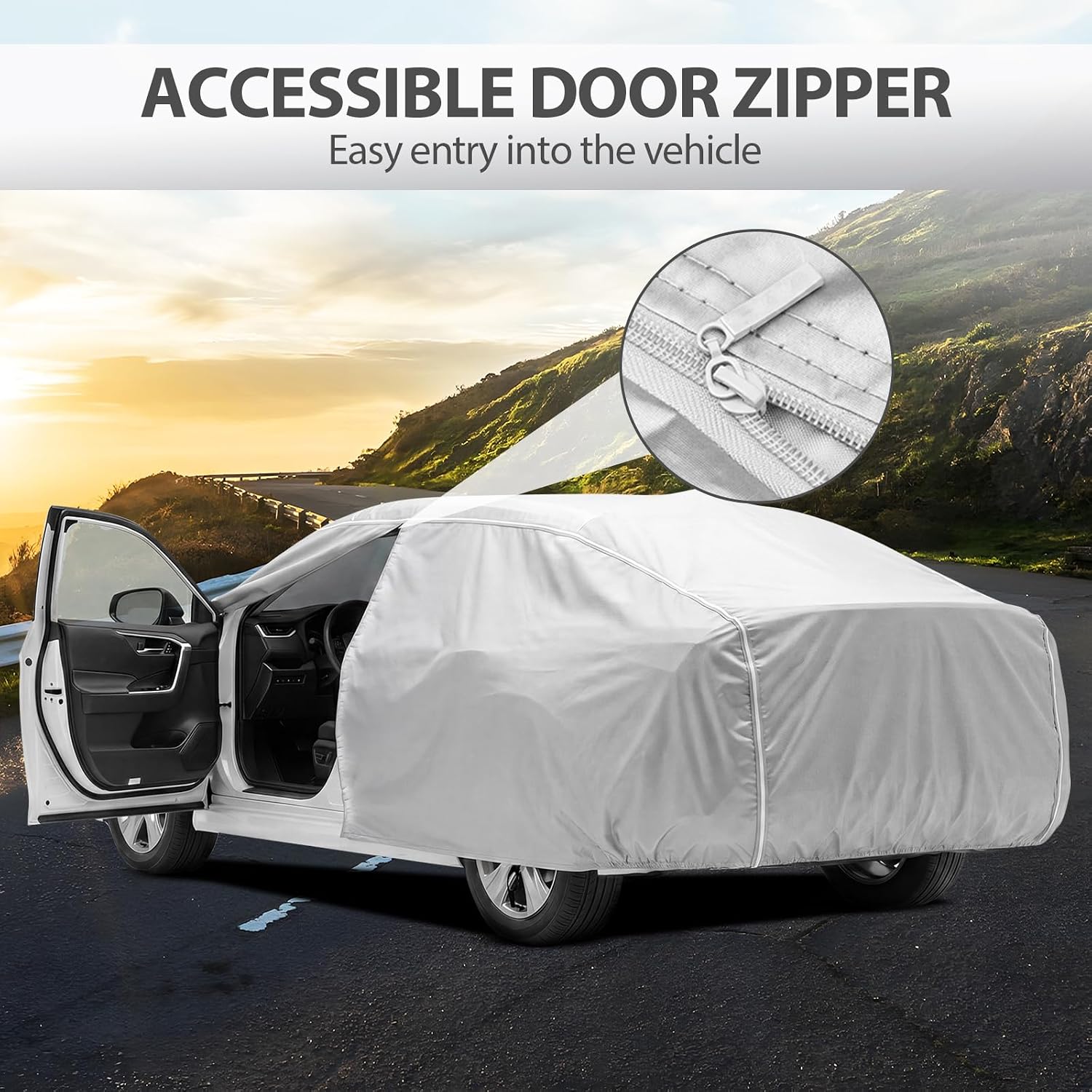 NEVERLAND Car Cover Waterproof Heavy Duty All Weather Protection Snow Anti-UV Windproof Outdoor Full Car Cover