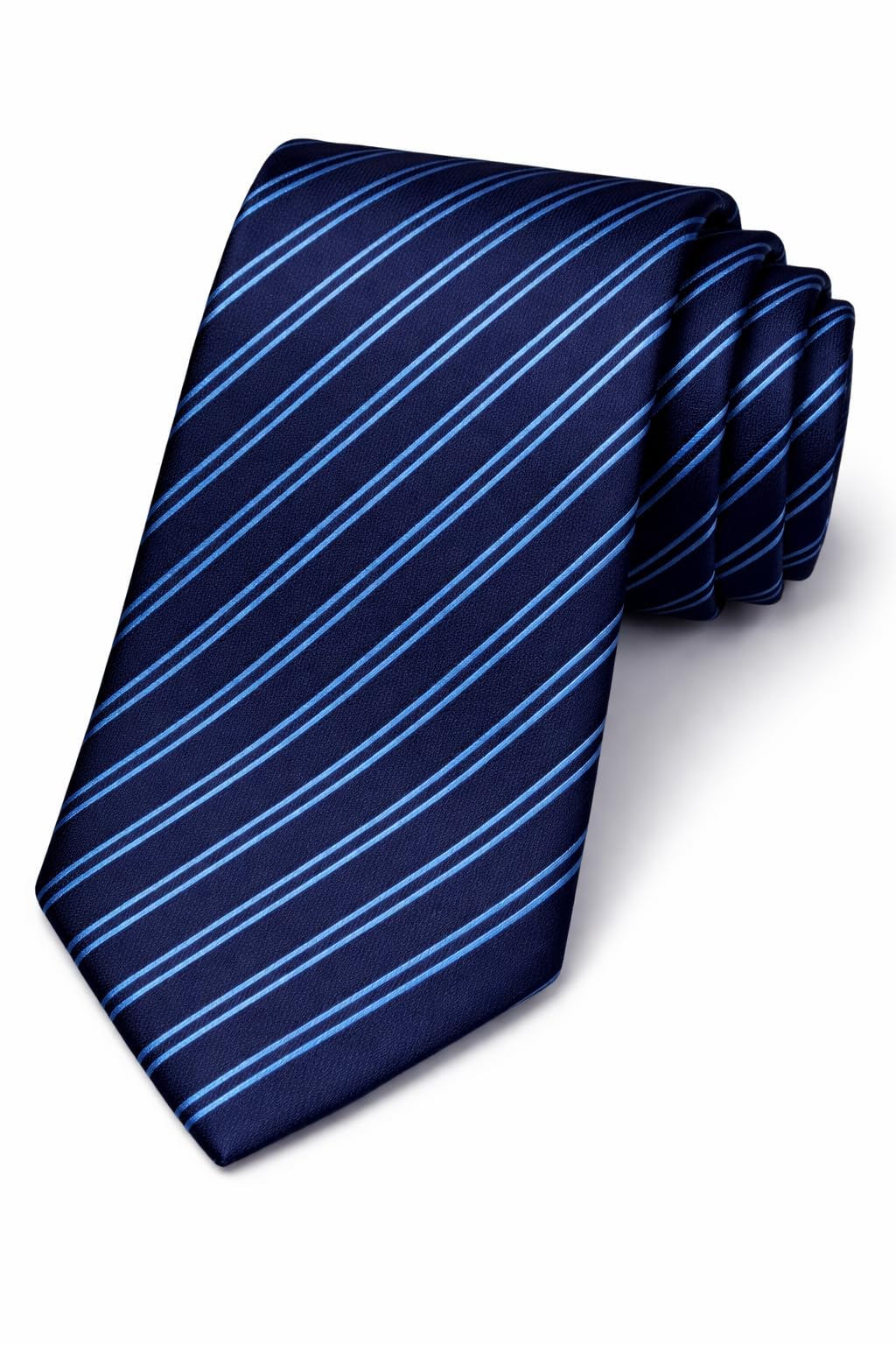 Premium Striped Necktie for Men – Formal Business Tie (Black/Blue/Orange)-image-35