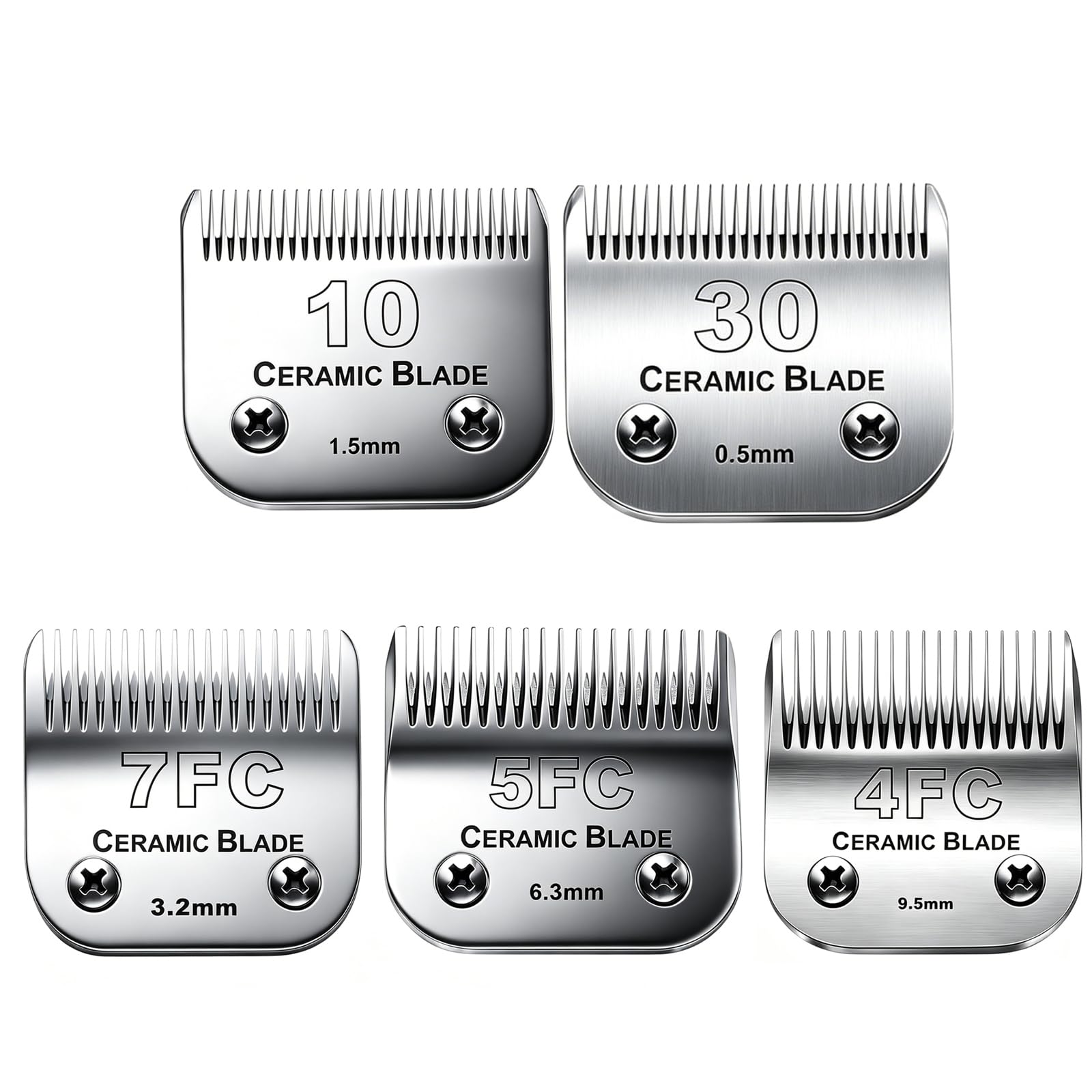 Cosyonall Pack of 5 Dog Grooming Replacement Blades, Compatible with Andis, Oster A5, Wahl, Heiniger and Moser Max 50 Pet Hair Clippers, Silver