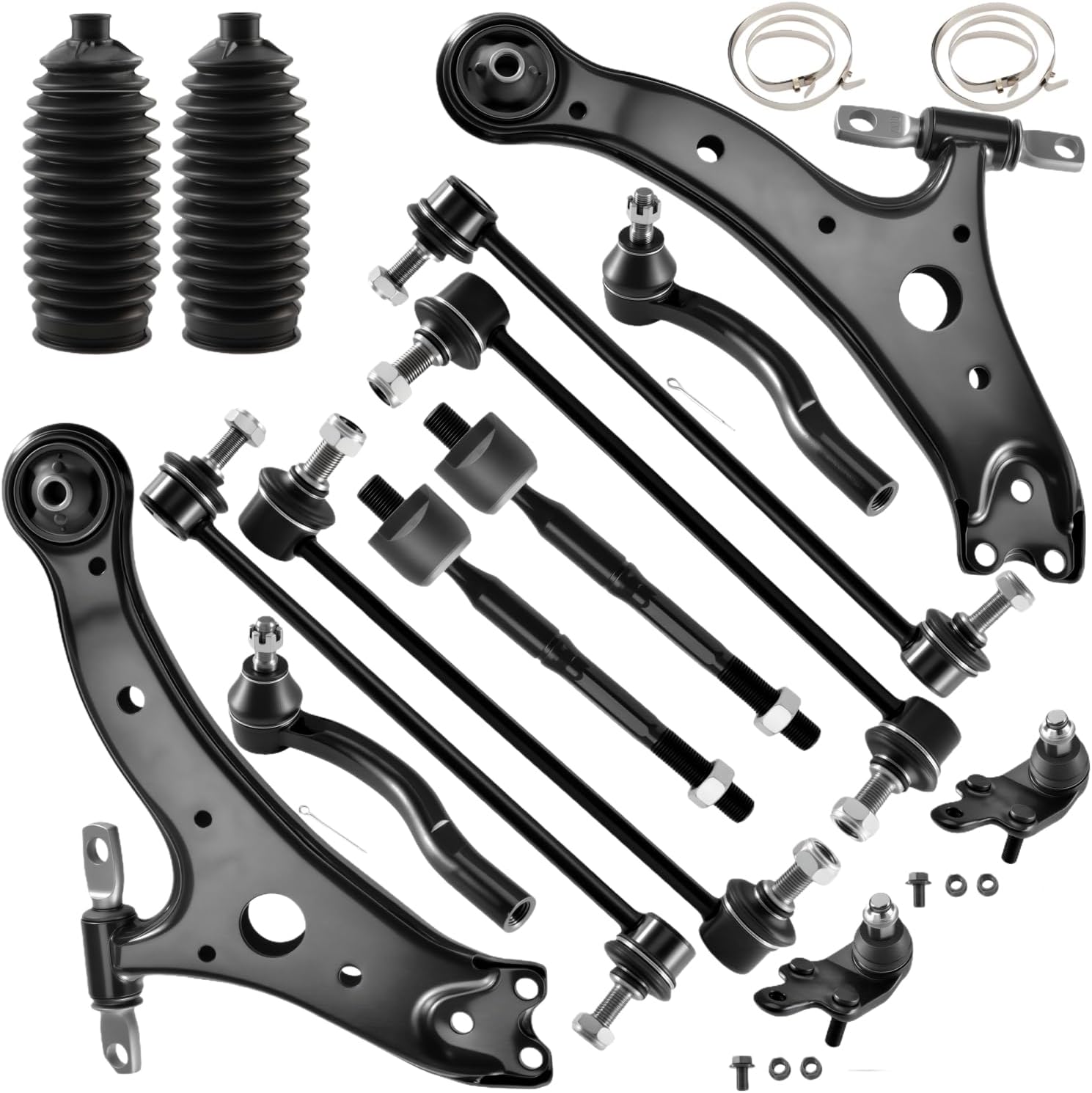 Front Lower Control Arm w/Ball Joint Fit for Toyota Camry 2007-2011 - 14 PCS Suspension Kit Tie Rod End Link K620333 K620334 K750011 K750123 K500043 K500044 ES80602 ES80603 EV800306