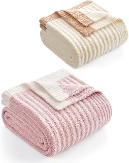Snuggle Sac Ribbed Pink and Cream, 50x60 inches