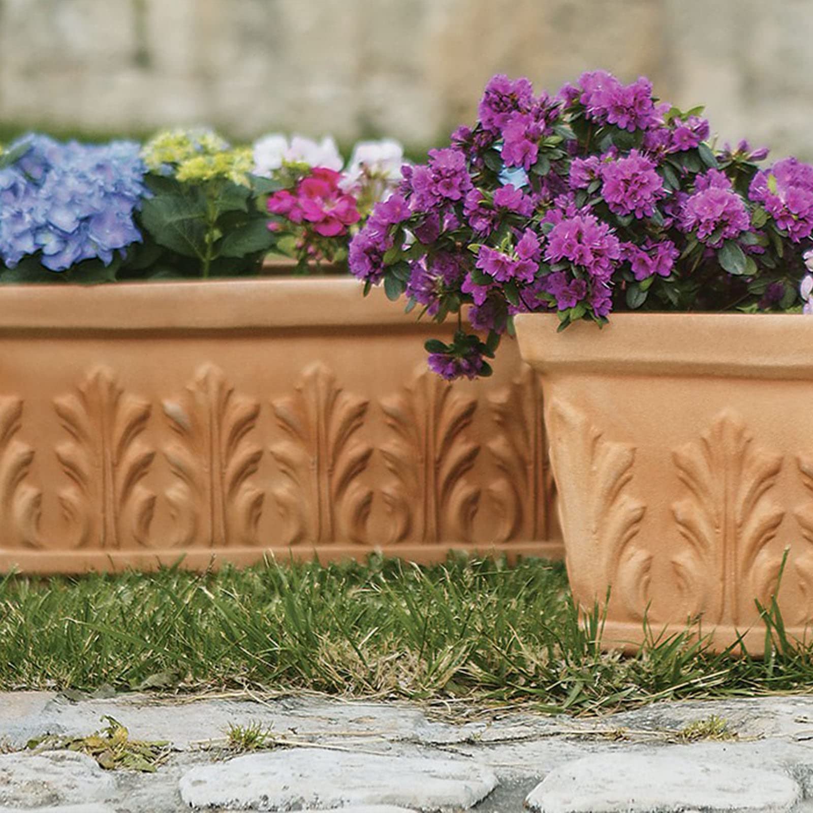 Decor Space Fioriera Foglia in resina con decorazione Made in Italy per fiori e piante (70 cm, Terracotta)