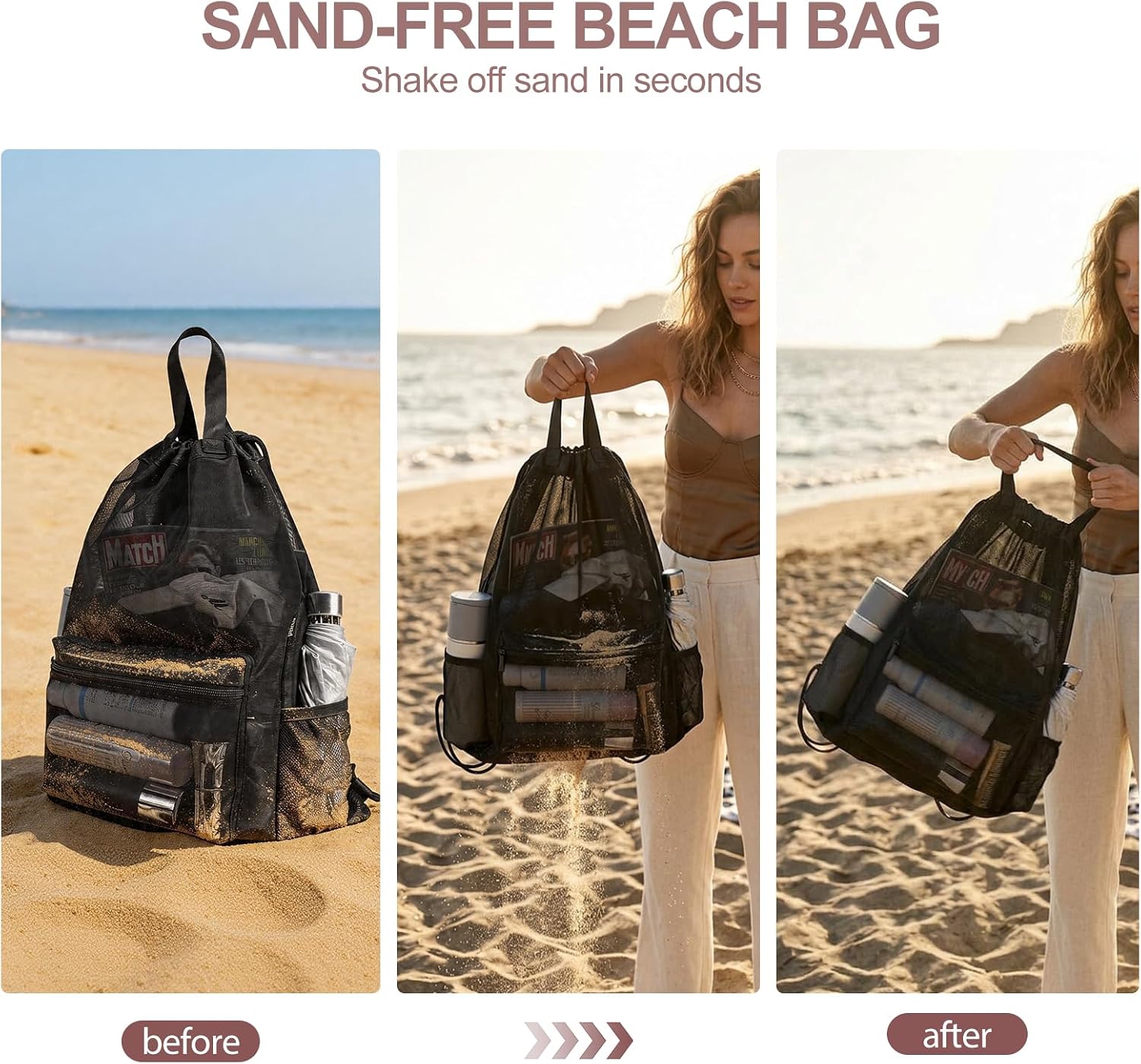 Moyad Mesh Swim Bag, Breathable Drawstring Backpack for Gym, Pool & Beach