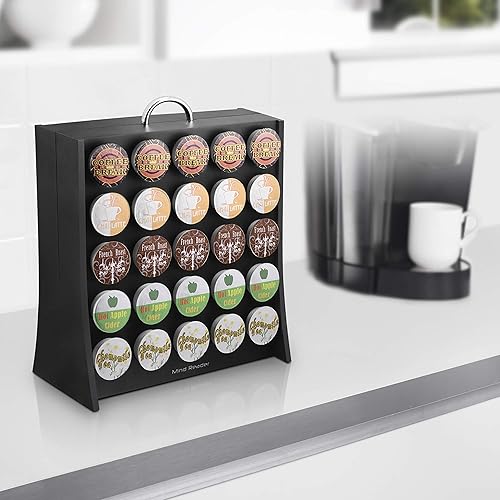 Miniatura 2 de Mind Reader Almacenamiento de cápsulas de café de una sola porción, capacidad para 50 cápsulas de café, encimera, doble cara, 12 pulgadas de largo x