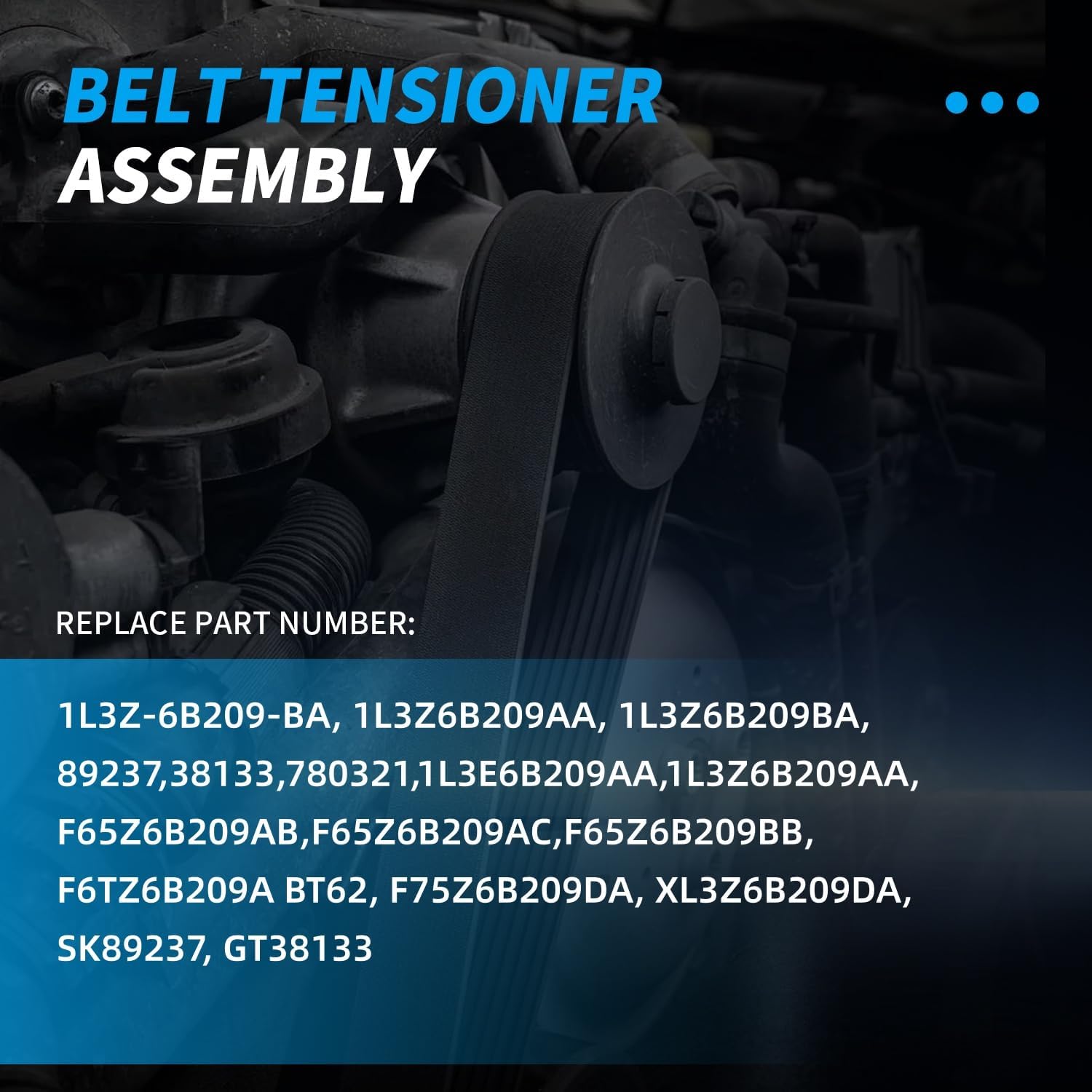38133 Belt Tensioner Pulley Assembly Fit for Ford F-150 F-250 F-350 1997-2004, E-150 E-250 E-350 Excursion Expedition 1997-2001, for Lincoln Navigator 1998-2001 4.6L/ 5.4L/ 6.8L