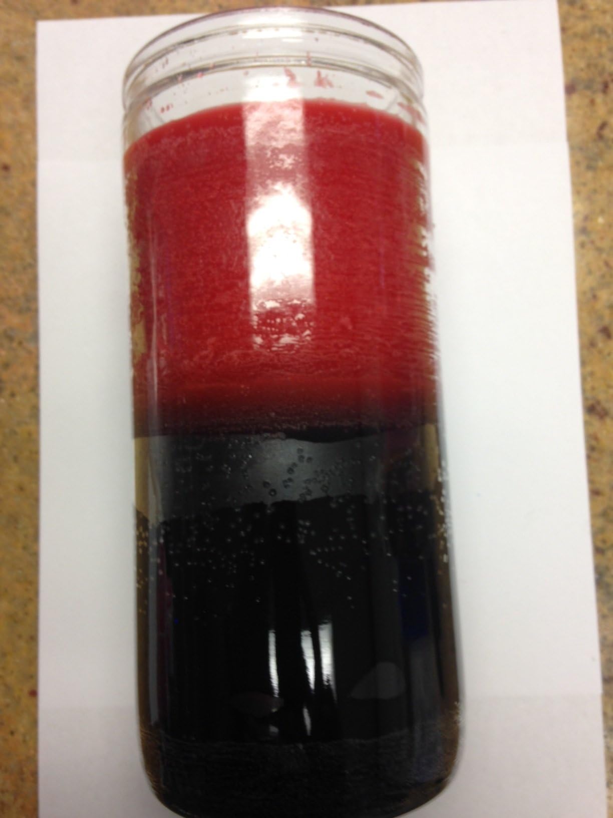 Red and Black 14 Day Unscented 2 Color Candle in Glass