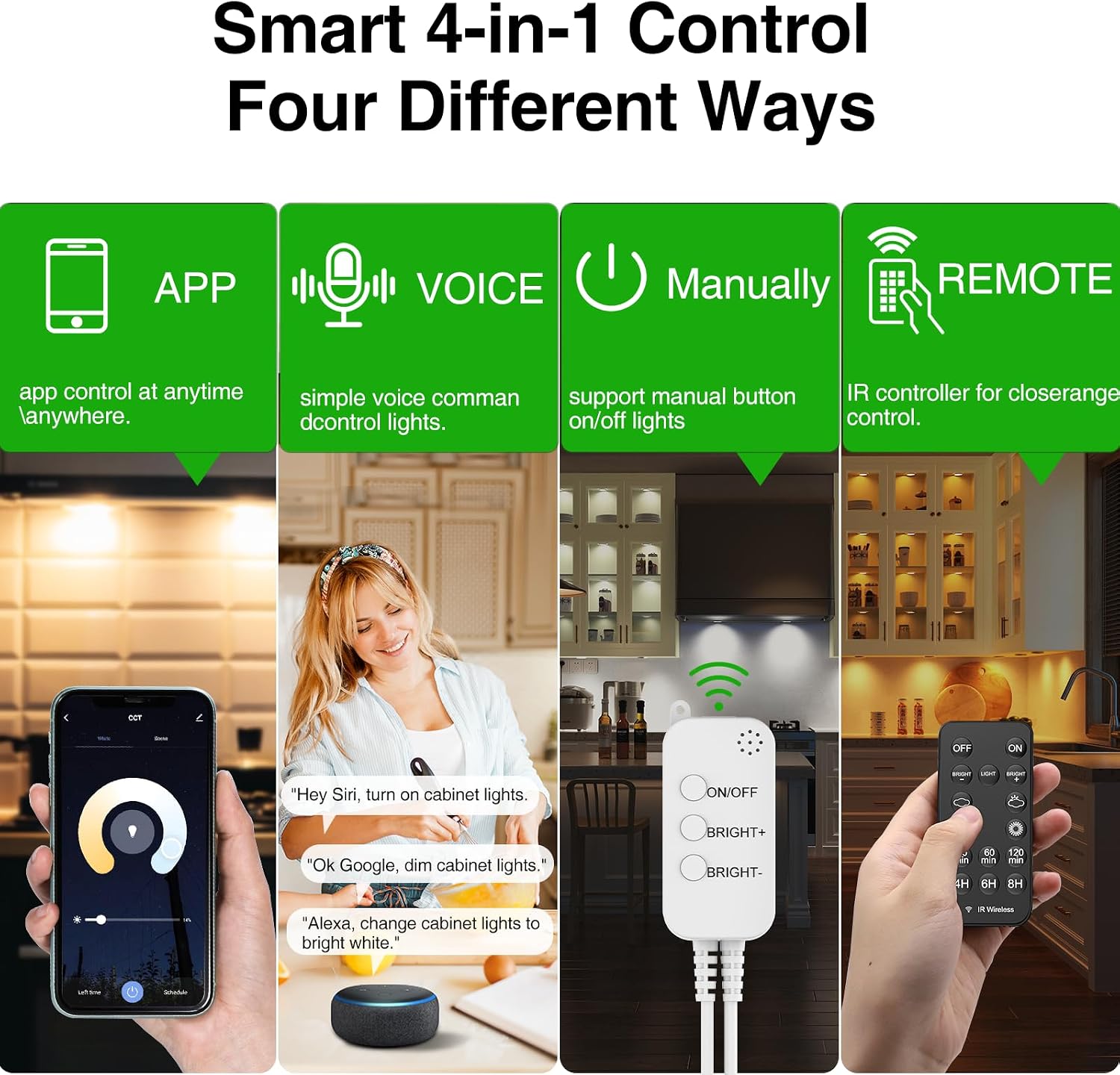 LABOREDUCER Smart Under Cabinet Lighting 12 Pack Dimmable with Alexa Google Assistant,App and Remote Control,Under Cabinet Lights Wired Plug in or Hardwired for Kitchen Counter