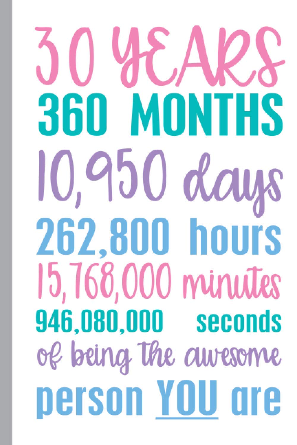 30 Years Of Being The Awesome Person You Are: Happy 30th Birthday Lined Paper Notebook Stationery Gift For Women - Journal Planner Notepad Jotter