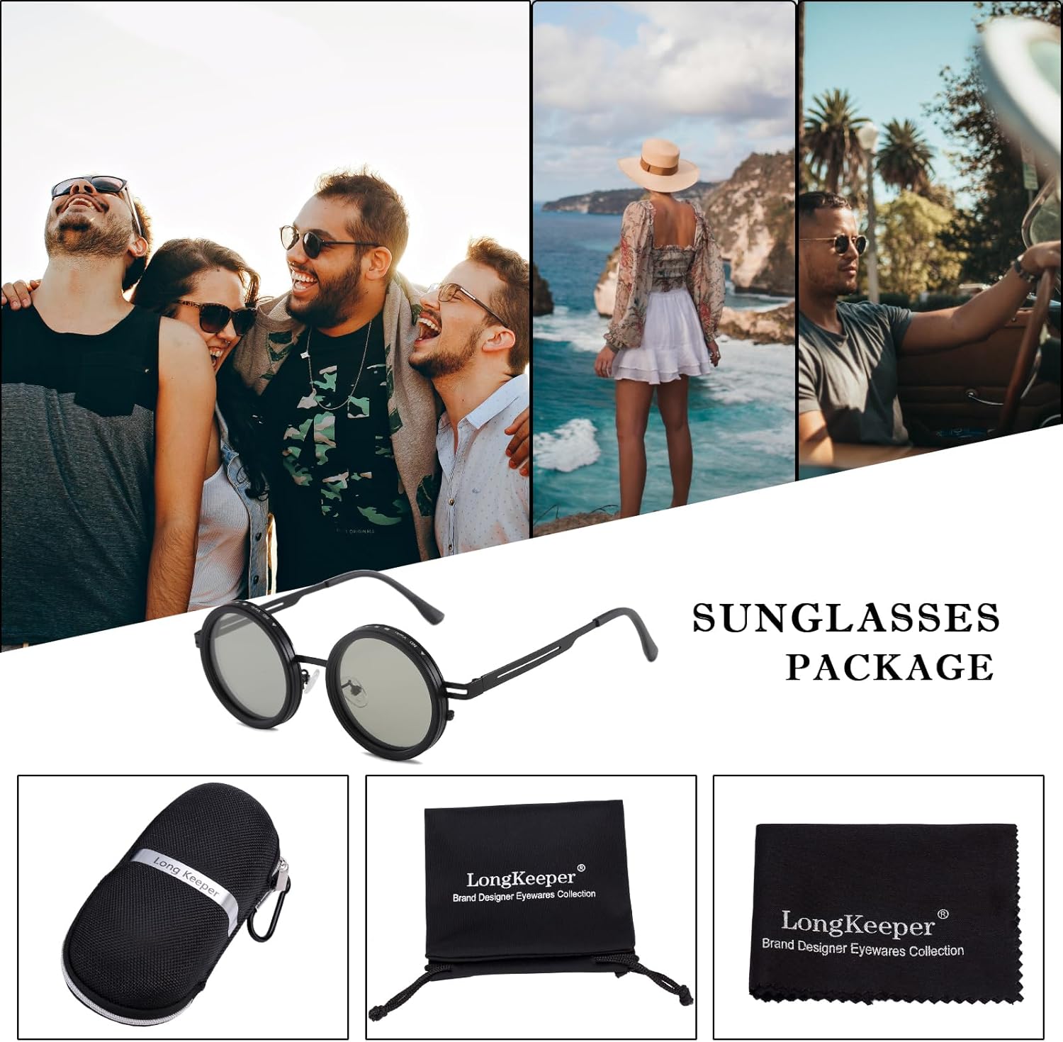 Long Keeper Adjustable Tint Sunglasses Men Round Polarized Sunglasses 1-9 Gears Lightweight Glasses for Hiking Drving Fishing - Image 6