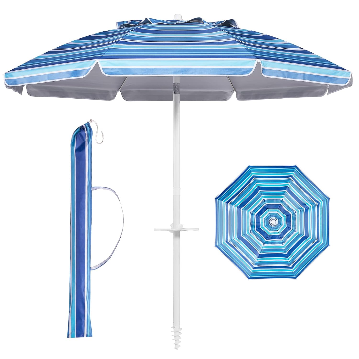 Aoxun Beach Umbrella with Tilt Pole, Portable Sand Anchor and Carry Bag, UPF 50+ Sun Shelter Air Vents Design for Outdoor... - Review, Price and Buying Guide