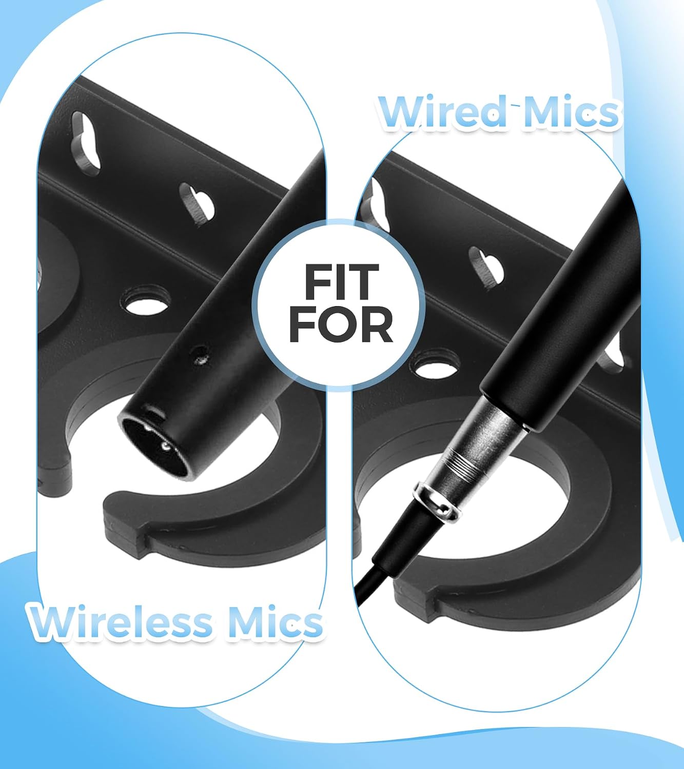 Wall Mount 2 Microphone Holder, Multi Microphone Holder Wall Mounted image 4