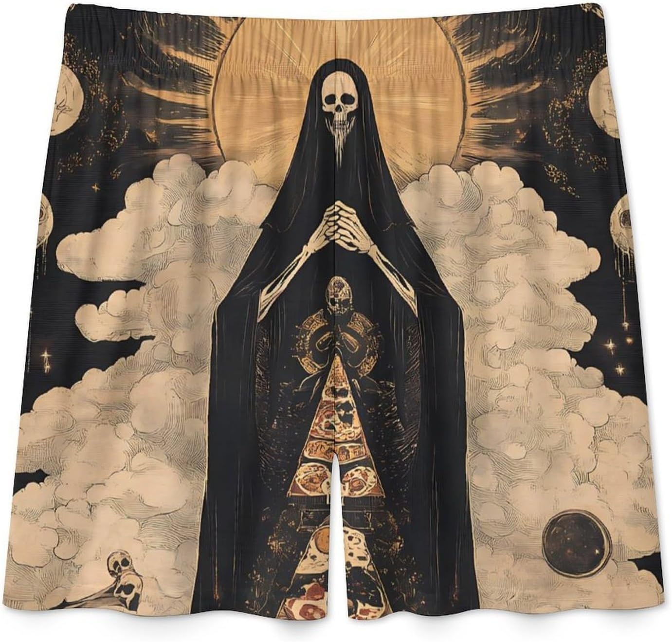 Wizard Skull Pajama Shorts for Men Lounge Sleepwear Soft Sleep Bottom Printed Sleeping Pants 5X-Large