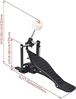 Vista 4 de Yibuy - Juego de pedal de tambor de aluminio negro con kit de reparación de batidor de tambor