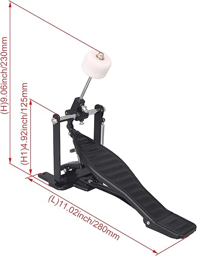 Miniatura 4 de Yibuy - Juego de pedal de tambor de aluminio negro con kit de reparación de batidor de tambor