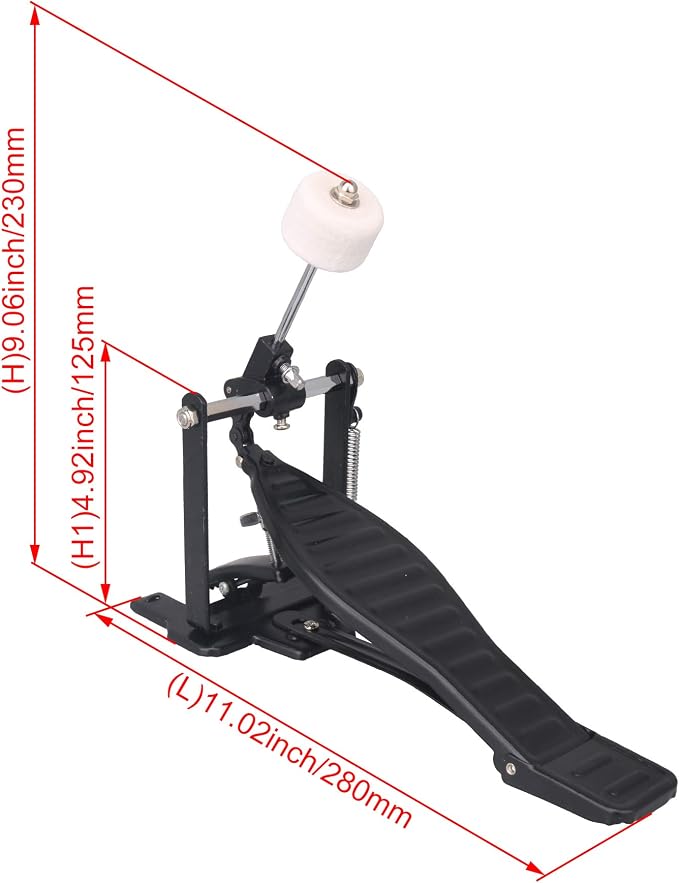 Pedal de Batería Yibuy Negro de Aluminio con Kit de Reparación miniatura 4