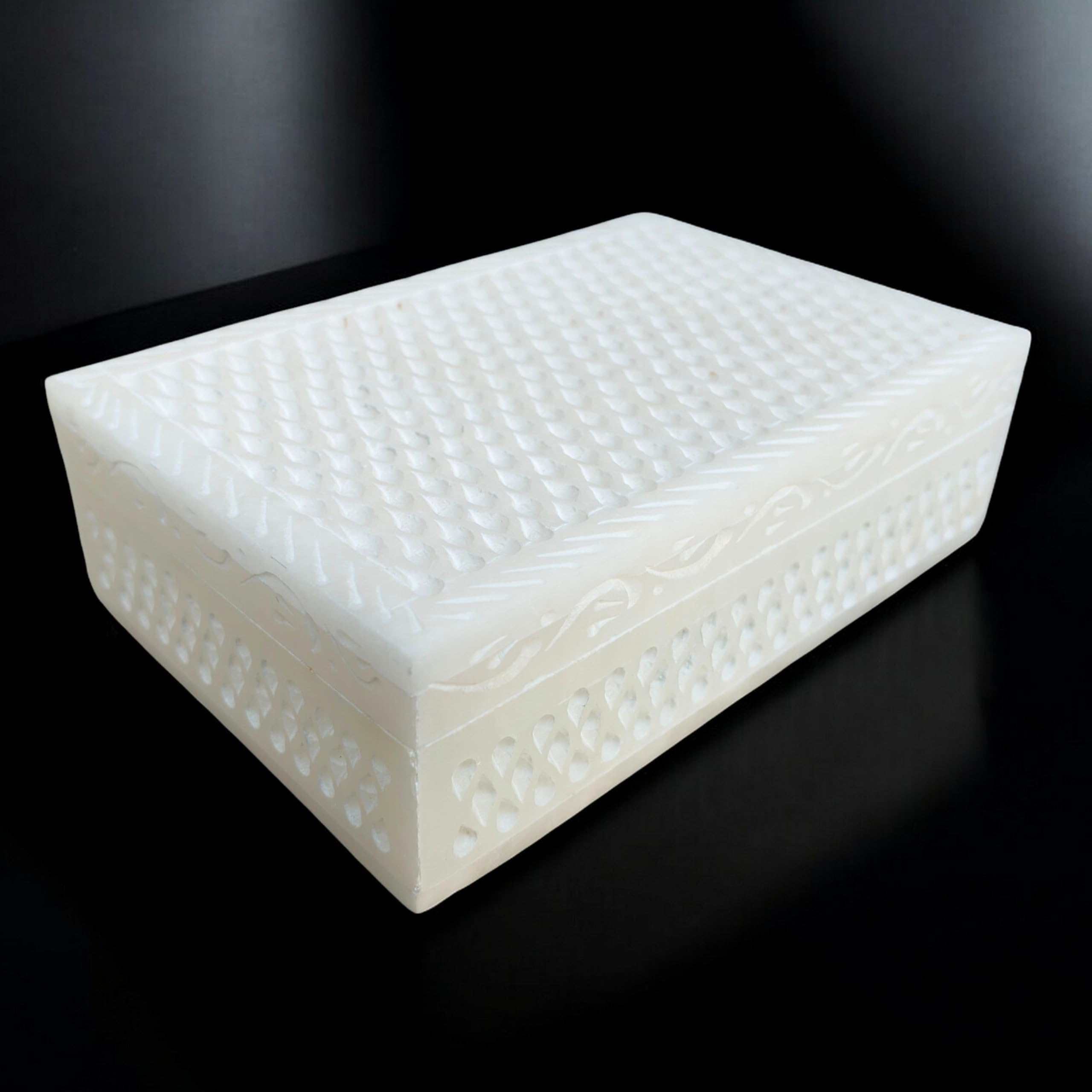 Joyero vintage de mármol ónix y alabastro de 6 x 4 pulgadas | Joyero con tapa con bisagras | Almacenamiento decorativo para recuerdos, anillos y regalos | Mini caja de mármol para