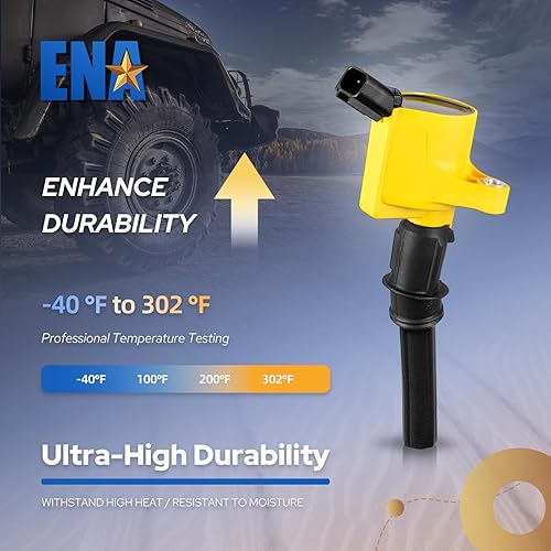Miniatura 3 de ENA Juego de 8 bobinas de encendido amarillas compatibles con Lincoln Mercury Ford Mustang Crown Victoria E150 E250 Expedition Explorer F150 F250