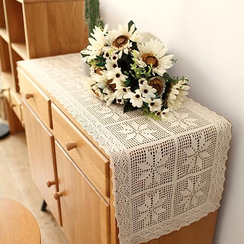 Miniatura 6 de Cubierta elegante de ganchillo Dollies para fiestas, banquetes, centro de mesa, 15 x 51 pulgadas, regalo de inauguración de la casa, fácil de