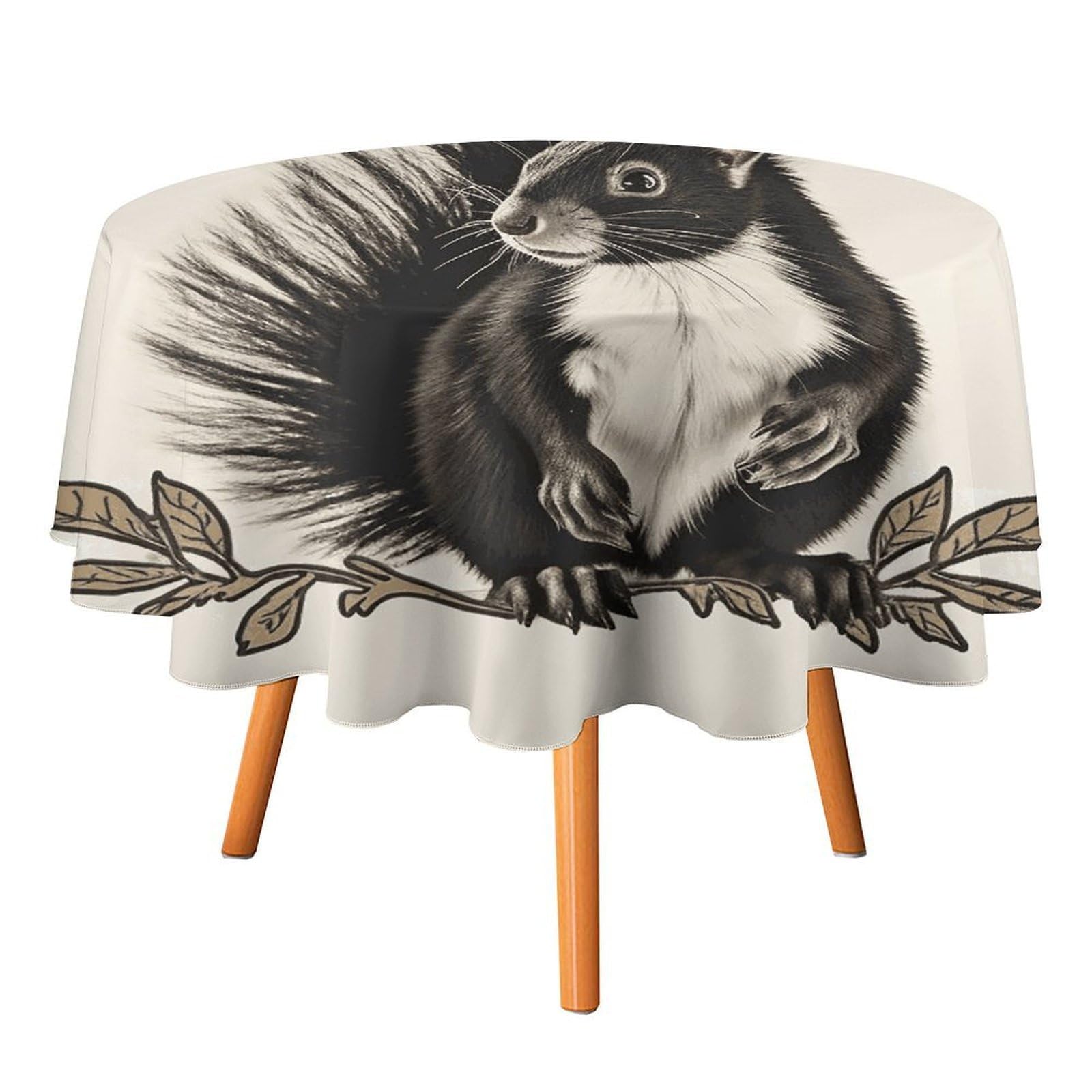 SMAZDFXX Skunk Tablecloth for Restaurant, Round Polyester Table Cover 60x60in for Party