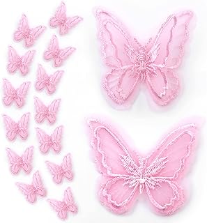 Sponsored Ad - 16pcs Butterfly Lace Trim, Butterfly Decor Applique Patches,Double Layers Organza Butterfly Lace Fabric Emb...