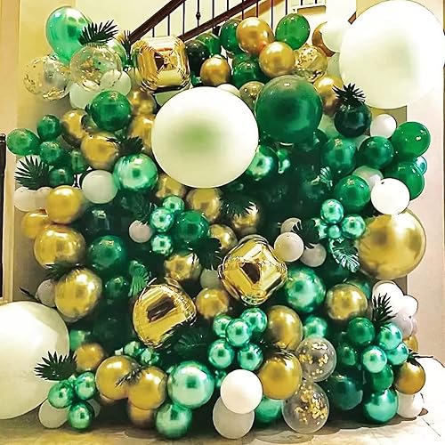 Miniatura 4 de Globos metálicos verdes, 55 globos de látex de helio metálicos cromados de 18 pulgadas, 12 pulgadas, 5 pulgadas, para decoración de cumpleaños, baby