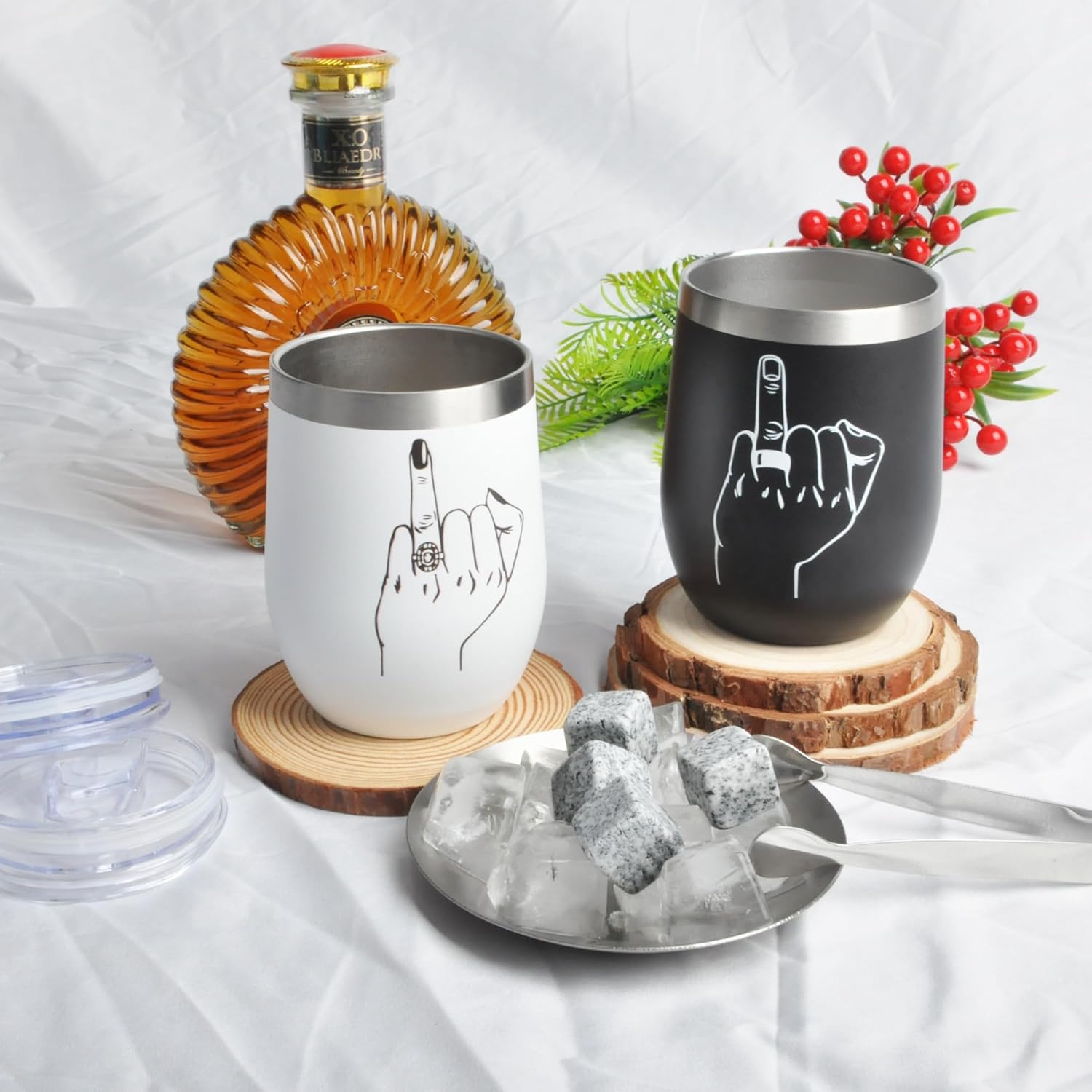 Engagement Gifts for Couples, Bridal Shower Gifts Wine Tumblers Set, Unique Wedding Gift for Bride and Groom, Just Married Present for Newlywed 2025-12oz Ring Finger Whiskey Tumblers - Image 7