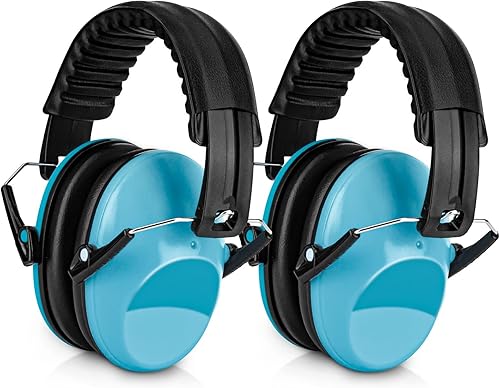 BlueFire Orejeras con cancelación de ruido para niños, paquete de 2 auriculares con bloqueo de sonido sobre la oreja, orejeras plegables de