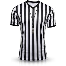 TEYS Mens V-Neck Referee Shirt - Soccer, Football, Basketball Ref Jersey
