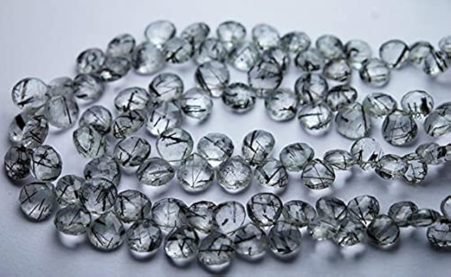 Quartz rutilé noir facetté LKBEADS pour remplacer les fausses pierres par de vrais cœurs