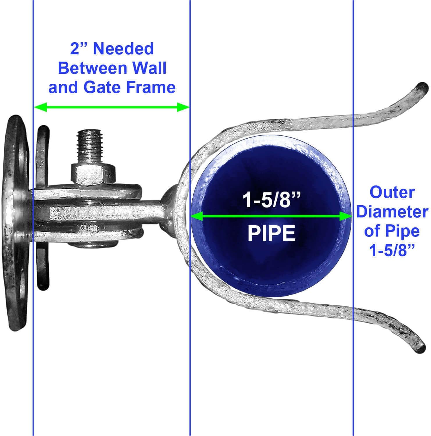 Wall Mount (Flat Back) Fork Gate Latch - Use for 1-7/8" (2") Gate Frames - CASE Qty 25