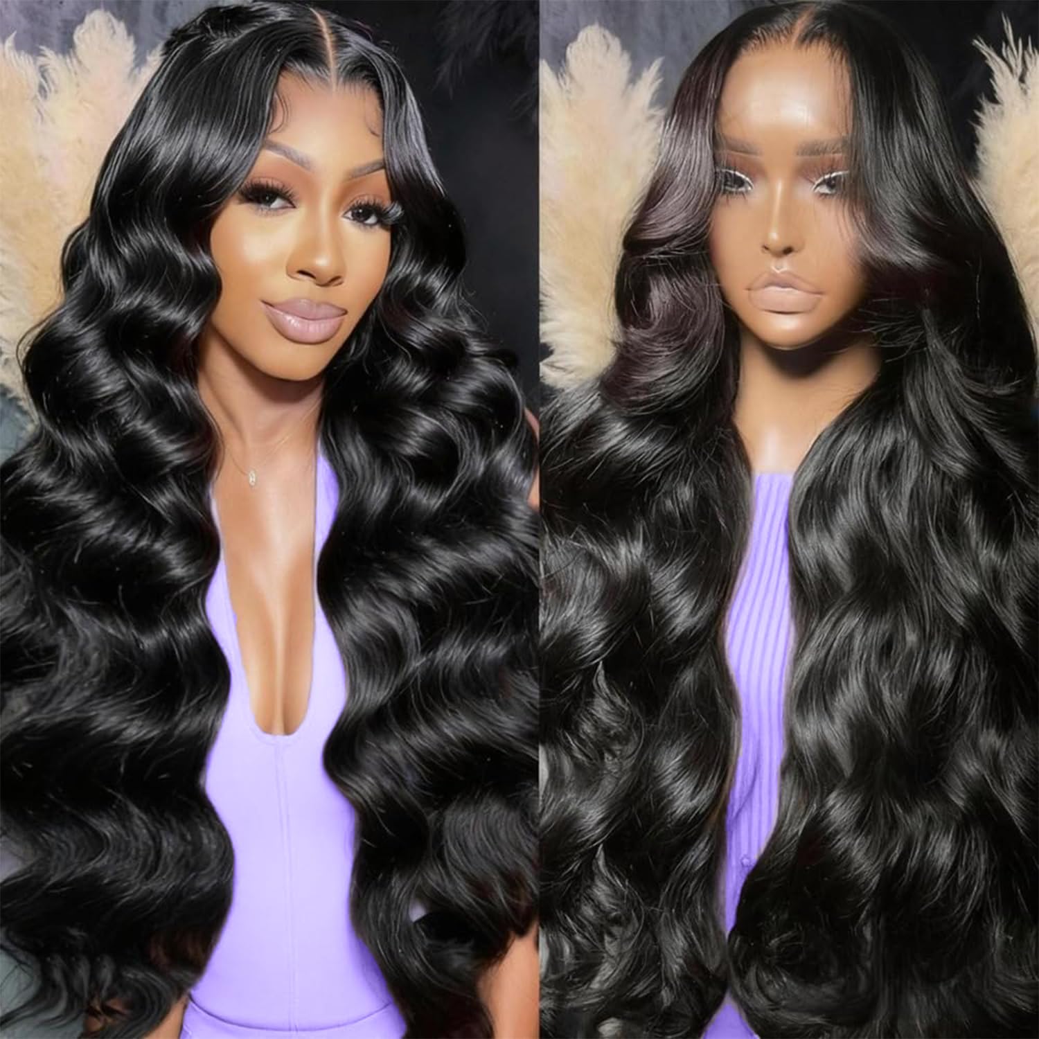 250% Density 28 Inch Burgundy Wig Human Hair 13x6 99j Body Wave Lace Front Wigs Human Pre Plucked 100% Real Human Hair No Synthetic Blend No Tangle No Shedding Triple Lifespan 3X