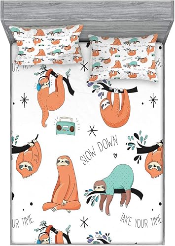 Miniatura 4 de Ambesonne Juego de sábanas bajeras de ballet y fundas de almohada bailarina con flores inspiradoras de primavera árbol de Sakura diseño decorativo