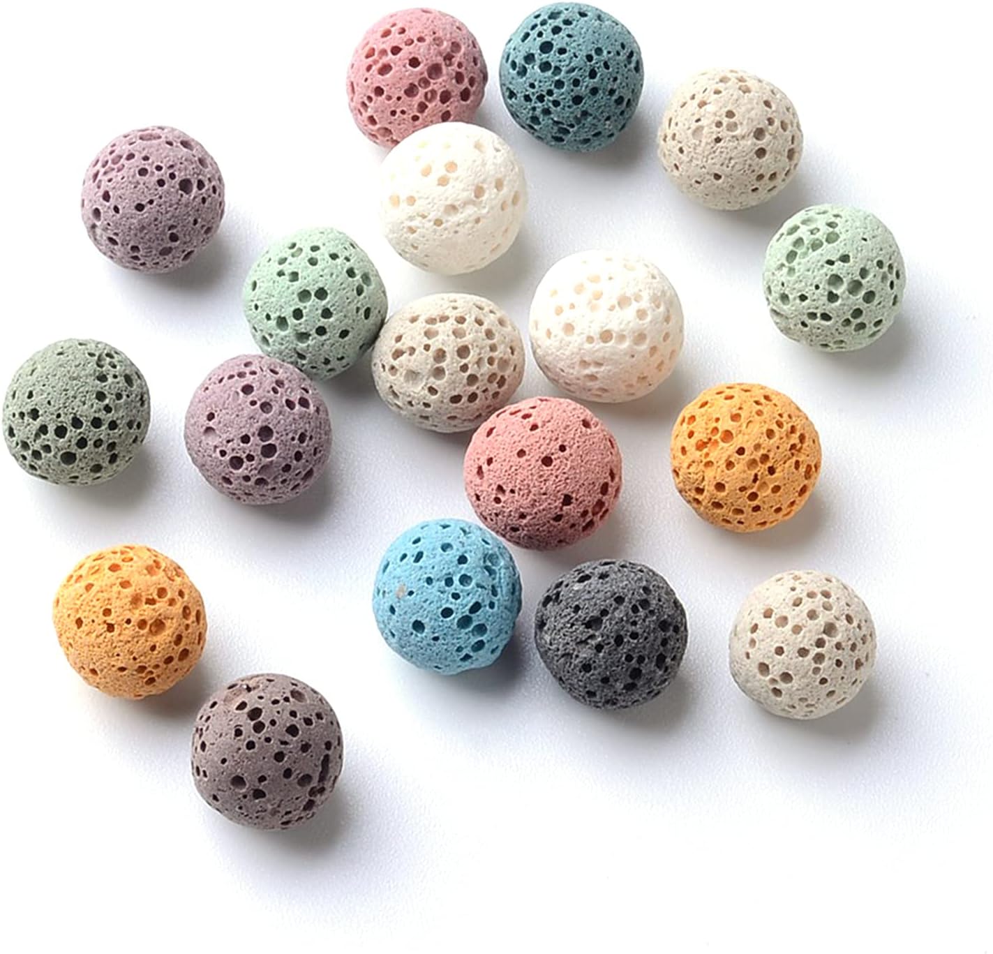 Craftdady 200Pcs Unwaxed Natural Round Lava Stone Beads 8mm Sphere Orb Ball Volcanic Rock Gemstone Loose Beads No Hole for Jewelry Craft Essential Oil Bracelet, Random Color